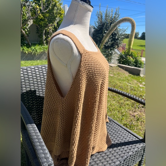 Elegant Off-the-Shoulder Tan Sweater - Picture 5 of 5